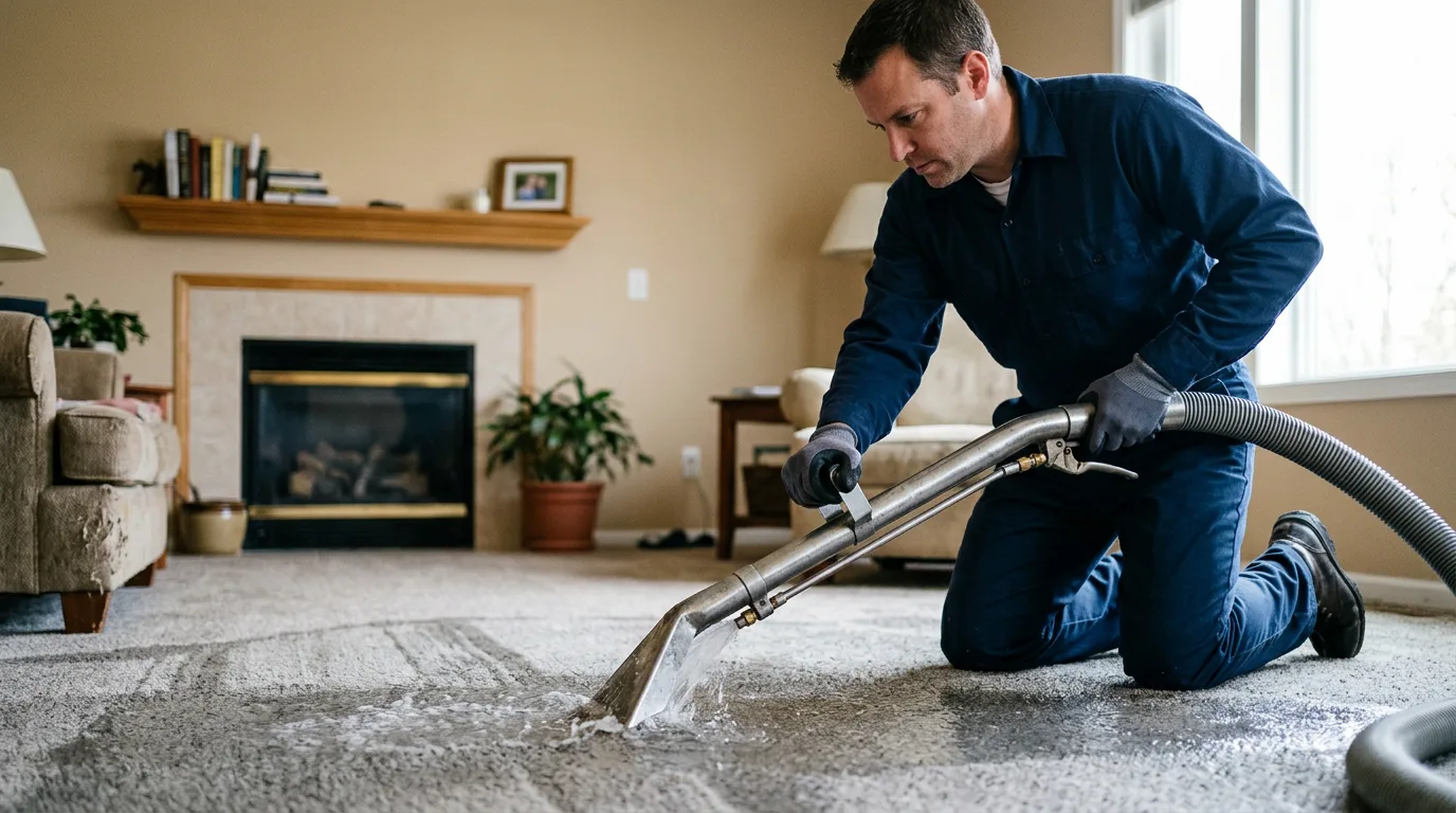 Water damage restoration technician working near Sciota, IL